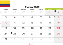 calendario enero 2022 colombia