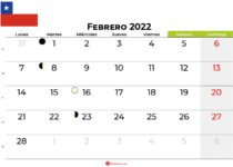 calendario febrero 2022 Chile