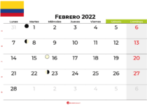 calendario febrero 2022 colombia