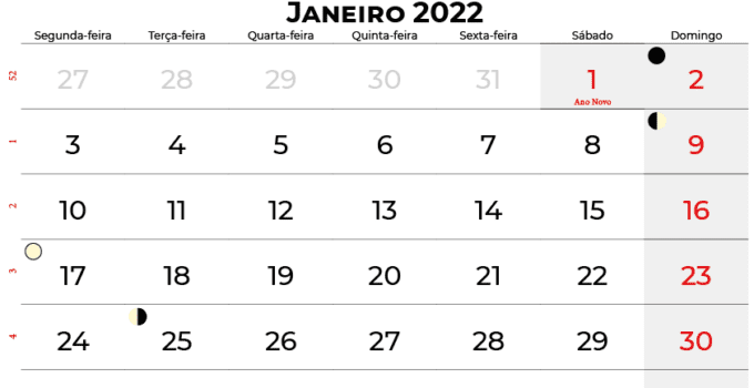 calendario janeiro 2022 brasil