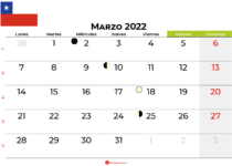 calendario marzo 2022 Chile