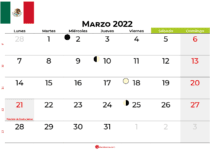 calendario marzo 2022 México