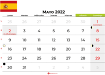 calendario mayo 2022 España