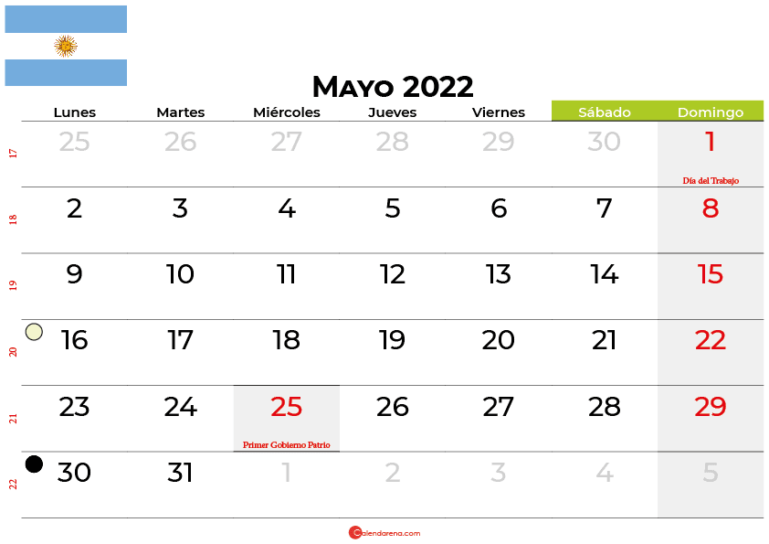 calendario mayo 2022 argentina