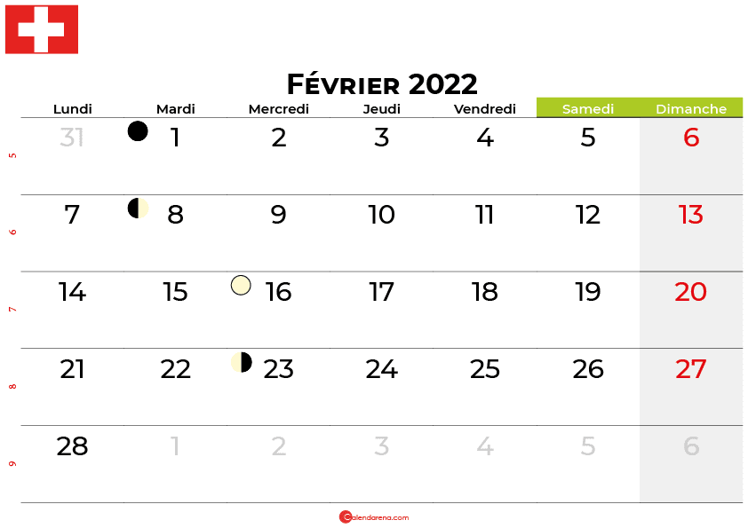 calendrier février 2022 suisse