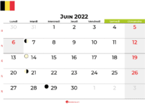 calendrier juin 2022 belgique