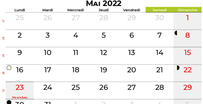 calendrier mai 2022 québec canada
