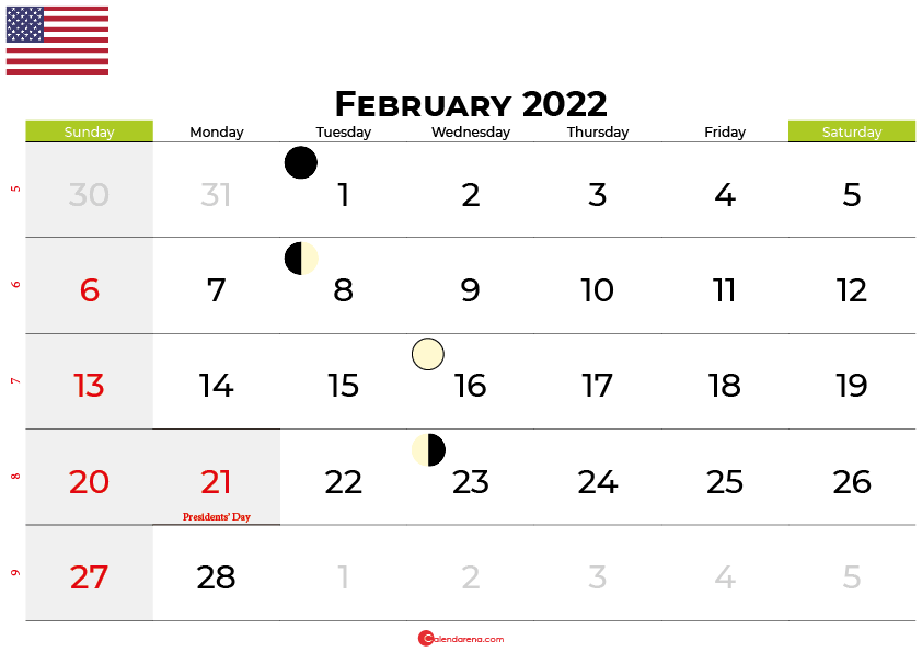 february 2022 calendar united states