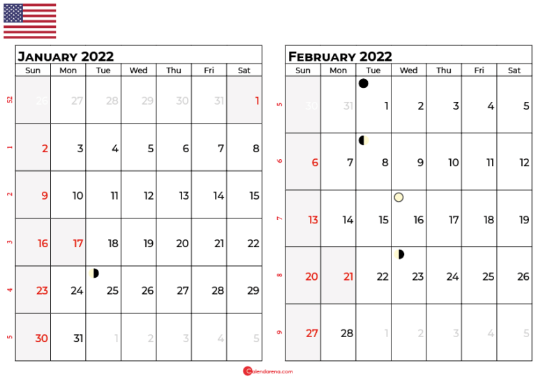 Download Free January 2022 Calendar United States With Holidays