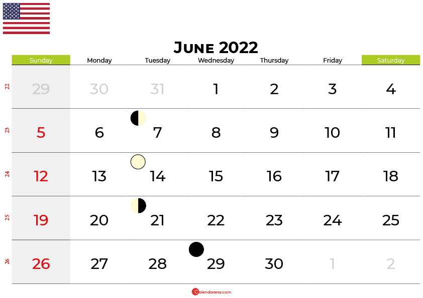 june 2022 calendar united states