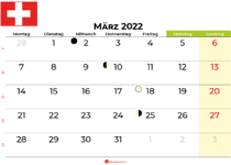 kalender März 2022 Schweiz