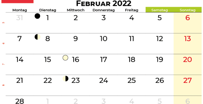 kalender februar 2022 Österreich