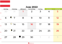 kalender juni 2022 Österreich