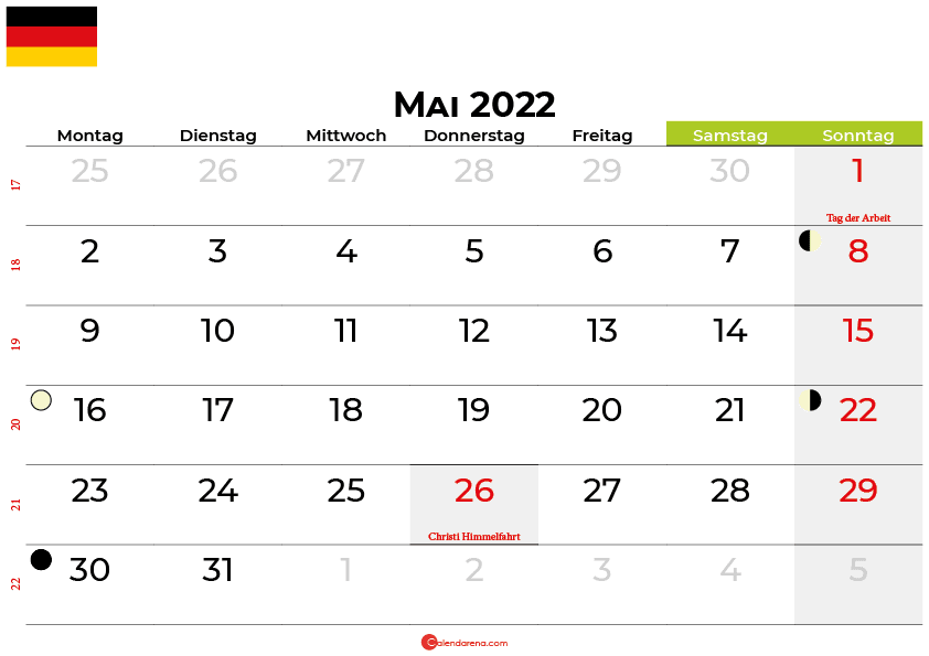 kalender mai 2022 Deutschland