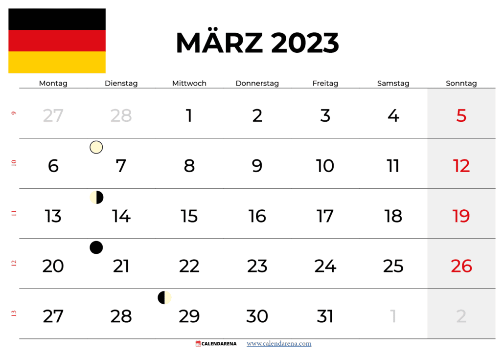 kalender märz 2023 Deutschland