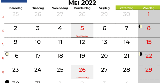 kalender mei 2022 Nederland