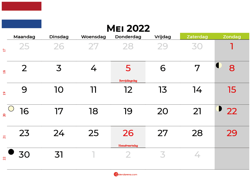 kalender mei 2022 Nederland