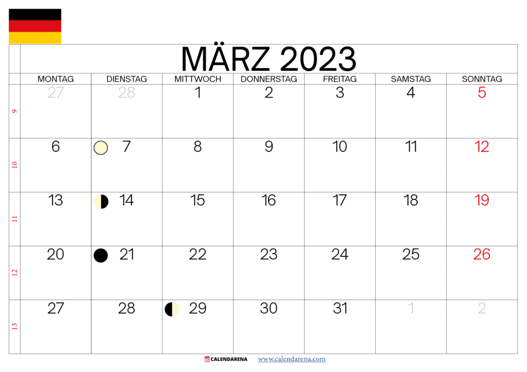 märz 2023 kalender Deutschland