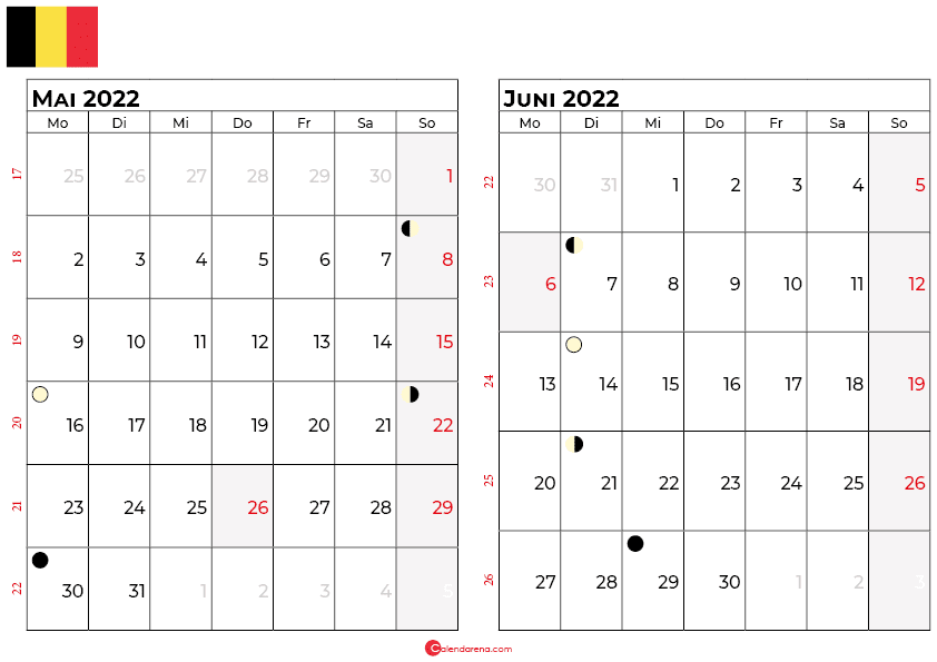 kalender 2022 mai juni belgien
