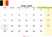 kalender April 2022 belgien