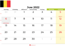 kalender Juni 2022 belgien