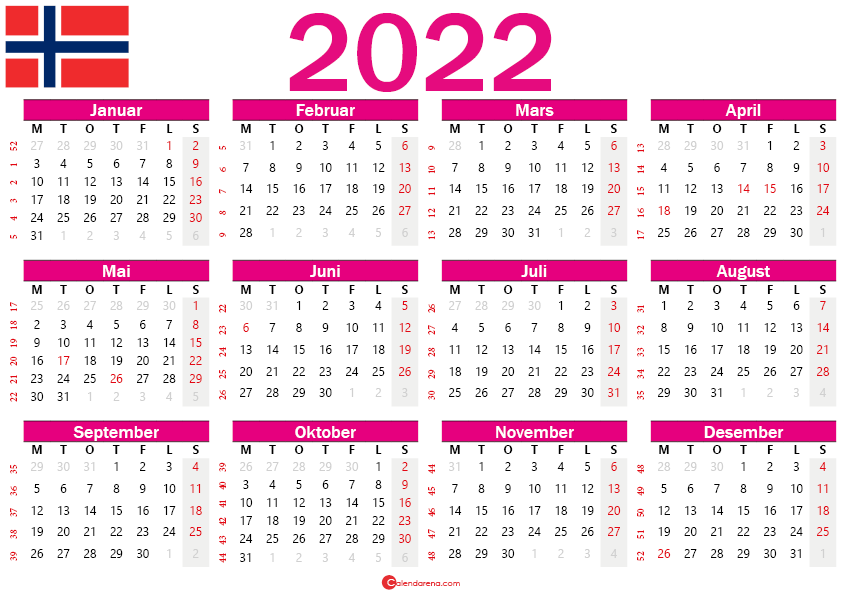 norge ukekalender 2022