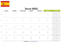 Calendario julio 2022 España