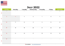 july calendar 2022 USA