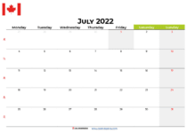 july calendar 2022 canada
