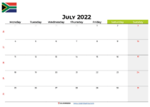 july calendar 2022 south africa