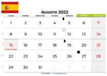 Calendario agosto 2022 España