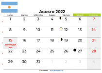 Calendario agosto 2022 argentina