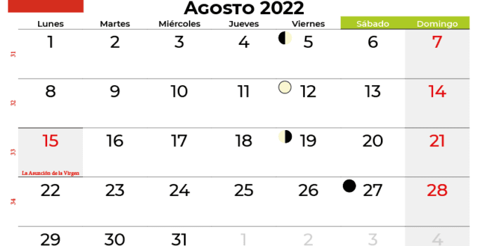 Calendario agosto 2022 chile