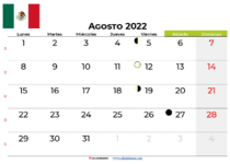 Calendario agosto 2022 mexico