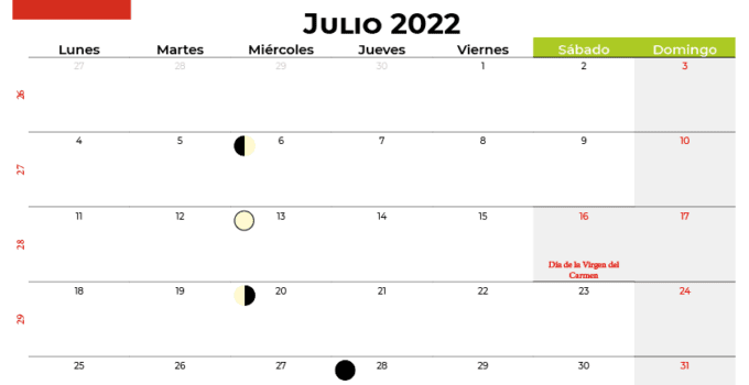 Calendario julio 2022 chile