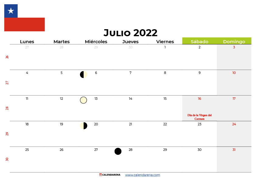 Calendario julio 2022 chile