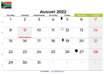 august calendar 2022 south africa