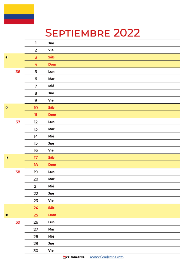 calendario de septiembre 2022 colombia