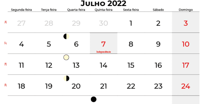 calendário julho 2022 brasil