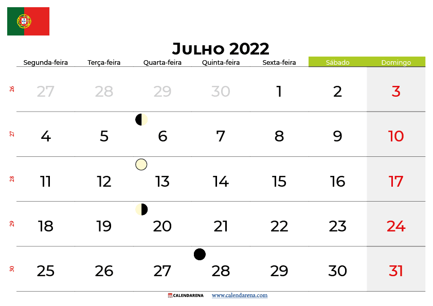 calendário julho 2022 portugal