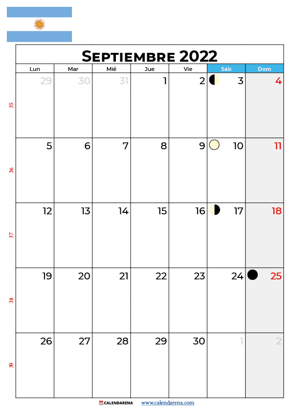 calendario septiembre 2022 argentina