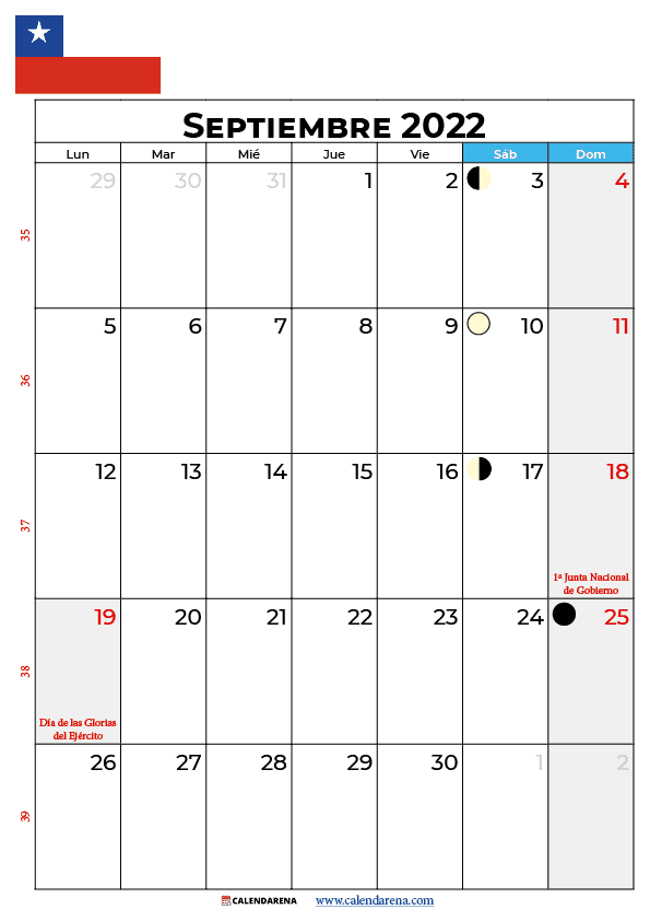 calendario septiembre 2022 chile
