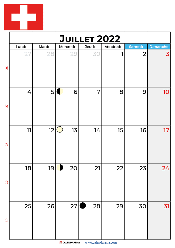 calendrier 2022 juillet suisse