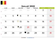 calendrier juillet 2022 belgique