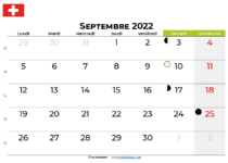 calendrier septembre 2022 suisse