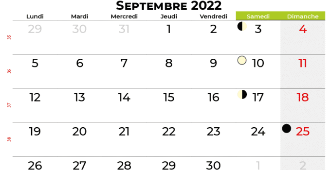 calendrier septembre 2022 suisse