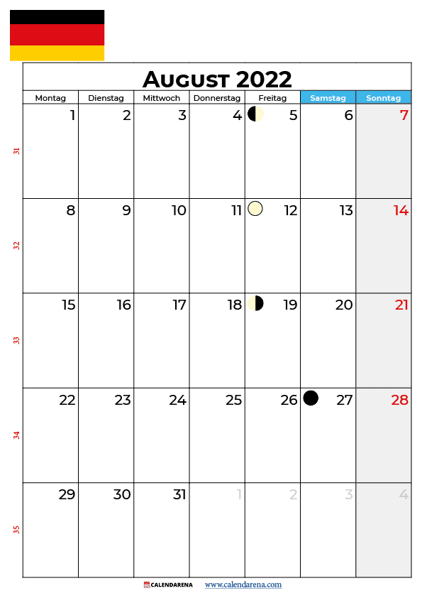 kalender 2022 august Deutschland