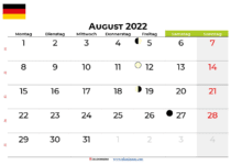 kalender august 2022 Deutschland