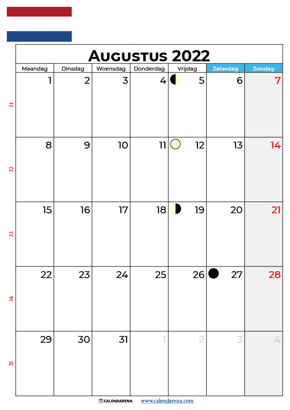 kalender augustus 2022 nederlands