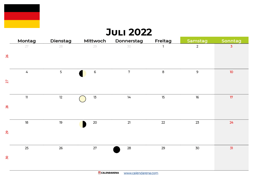 kalender juli 2022 Deutschland